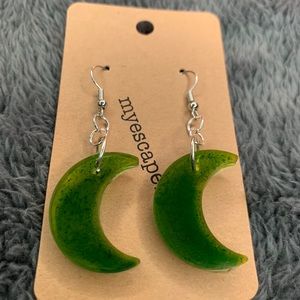 Green Moon Earrings
